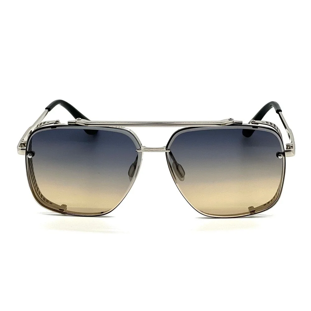 Aviator Sunglasses Silver Frame Square Gradient Lens Steampunk Style Shades‎